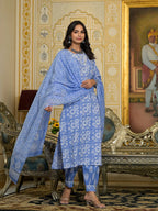 Skyline Indigo Pure Viscose Suit Set