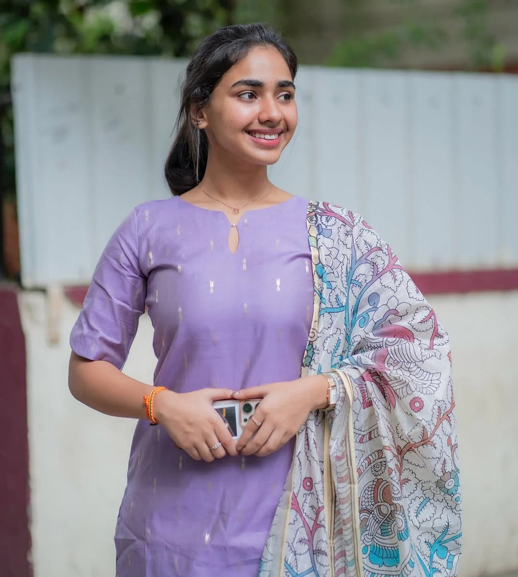 Raw Silk Co Ords With Kalamkari Dupatta