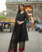 Maheshwari Silk Black Kurta Set