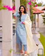 Ice Blue Tissue Suit Set