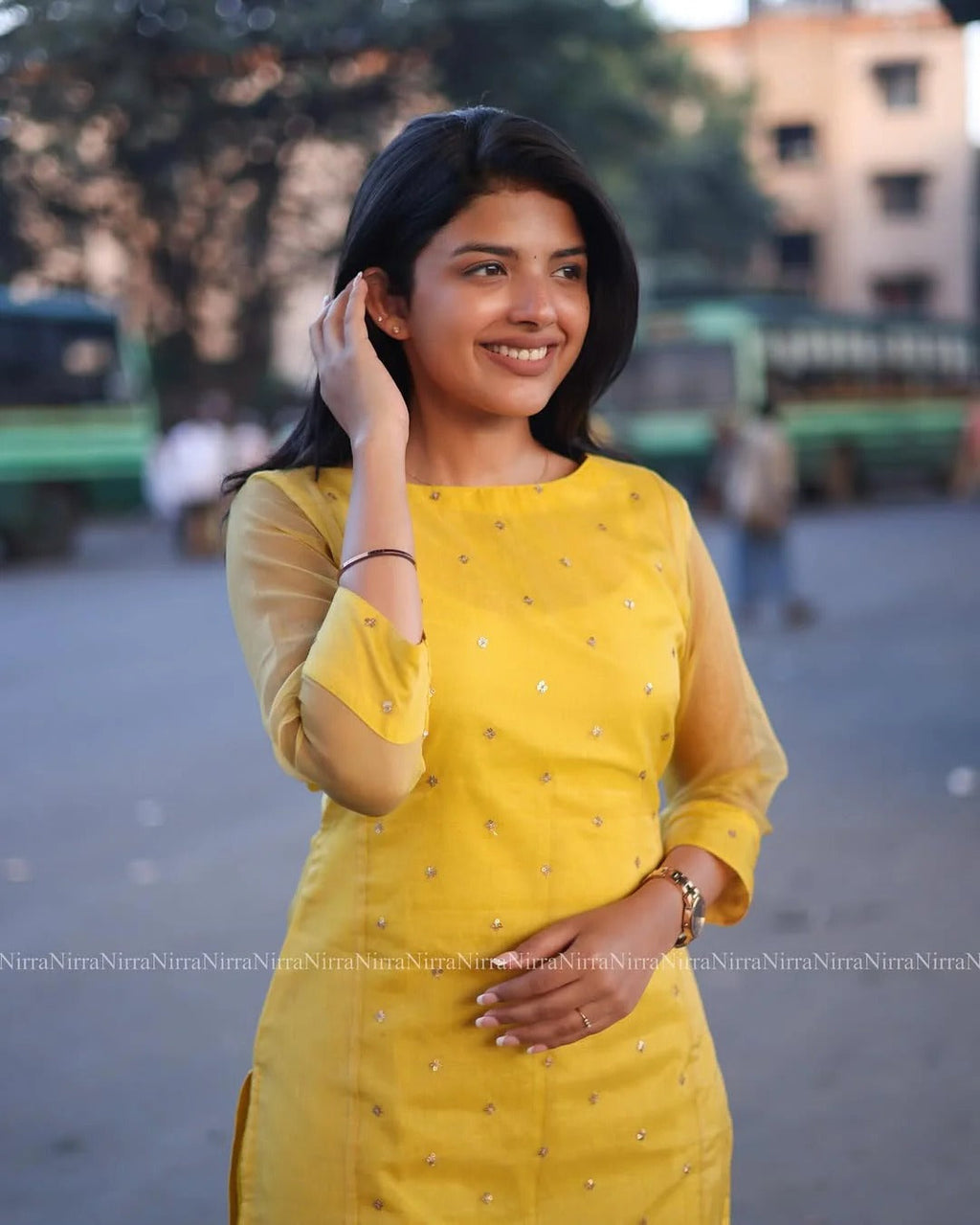 Yellow Organza Kurta Set Regular price