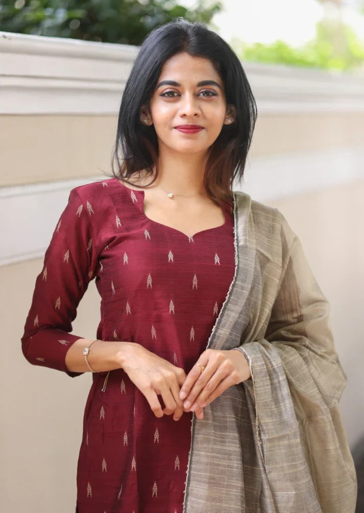 Maron Oxide Magic Salwar Suit