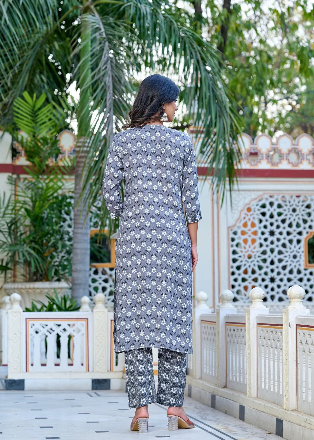 Gray Minimal Muse Rayon Straight Suit