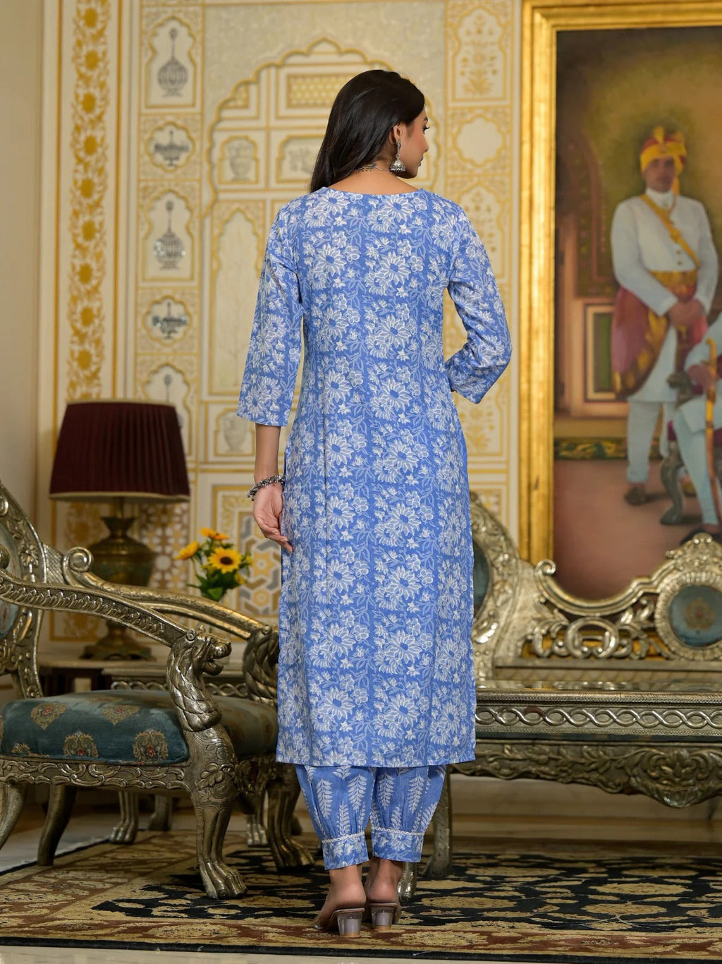 Skyline Indigo Pure Viscose Suit Set