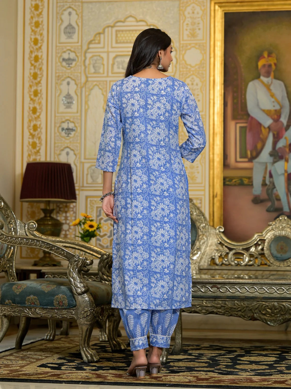 Skyline Indigo Pure Viscose Suit Set