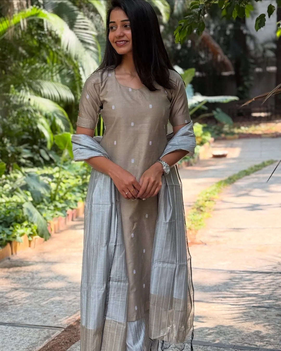 Silk Kurti With Beautiful Neckline Suit Set