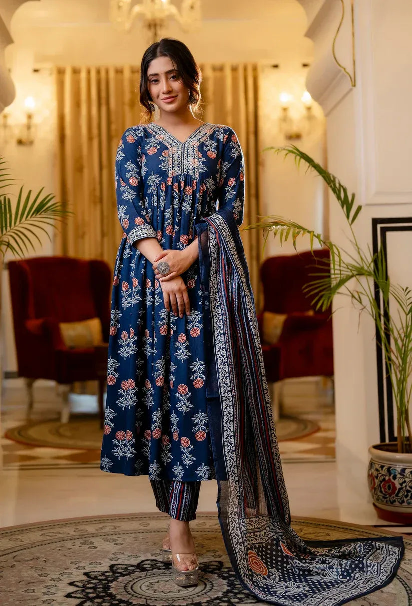 Azure Petal Pure Viscose Anarkali Suit