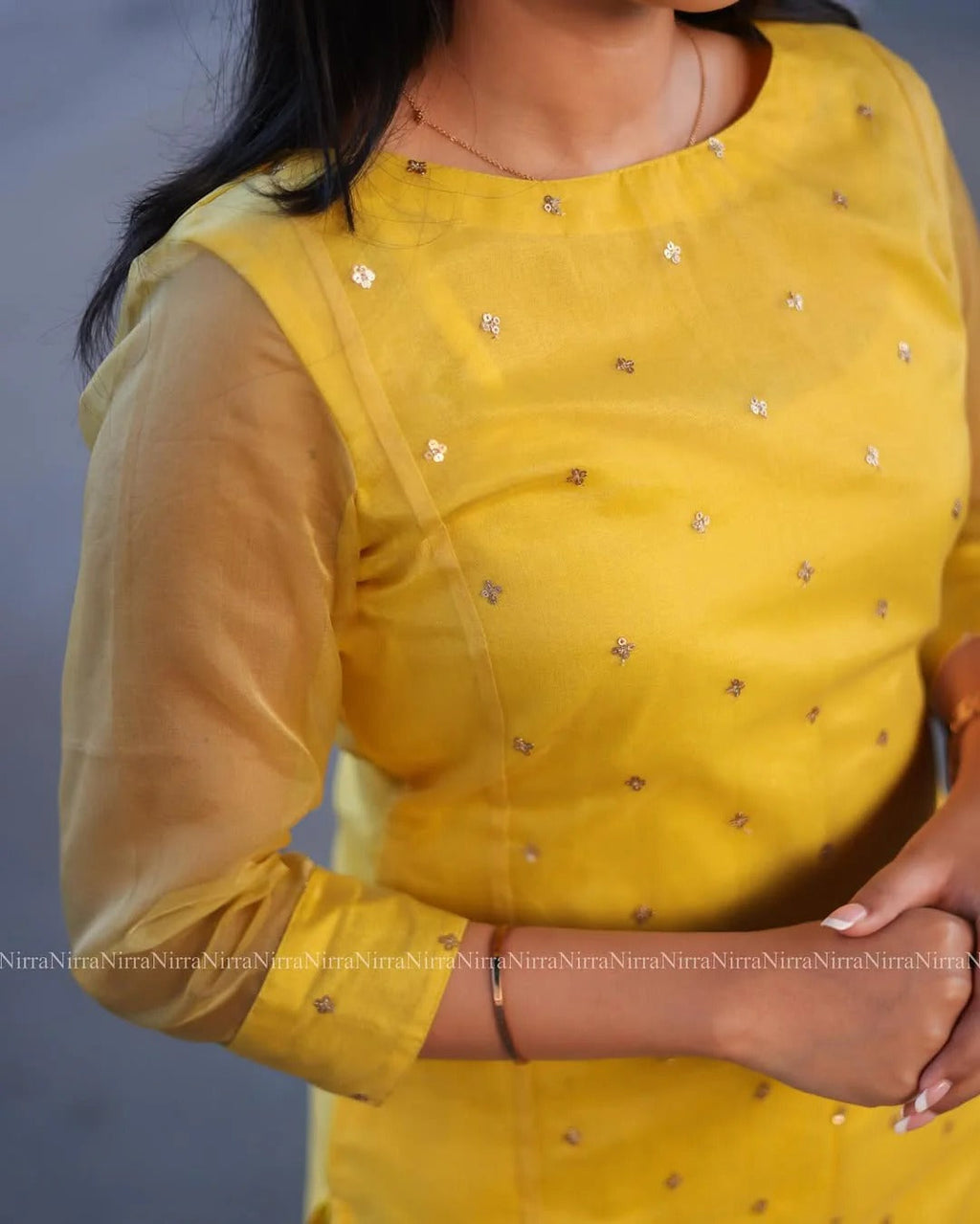 Yellow Organza Kurta Set Regular price