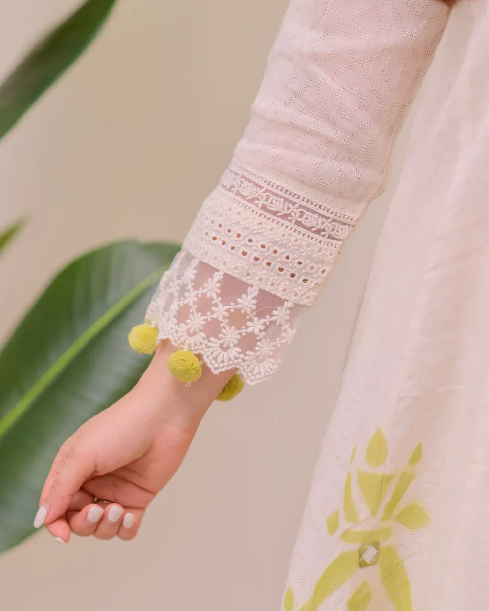 Lime Glow Aline Handwork Pakistani Suit