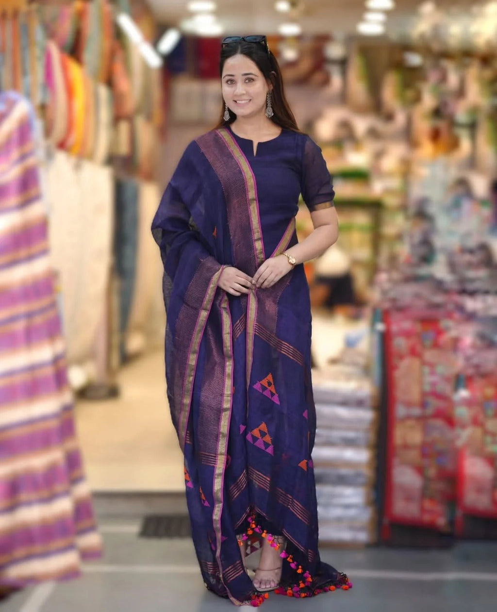 Handwoven Royal Blue Kurta Set