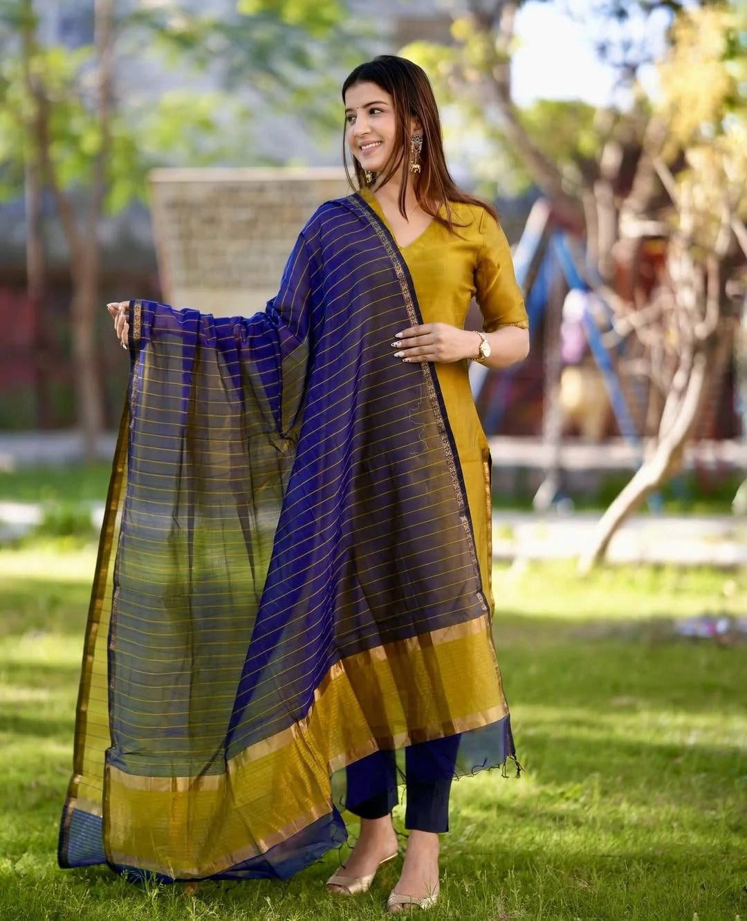 Maheshwari Kurti Lined With Comfy Cotton