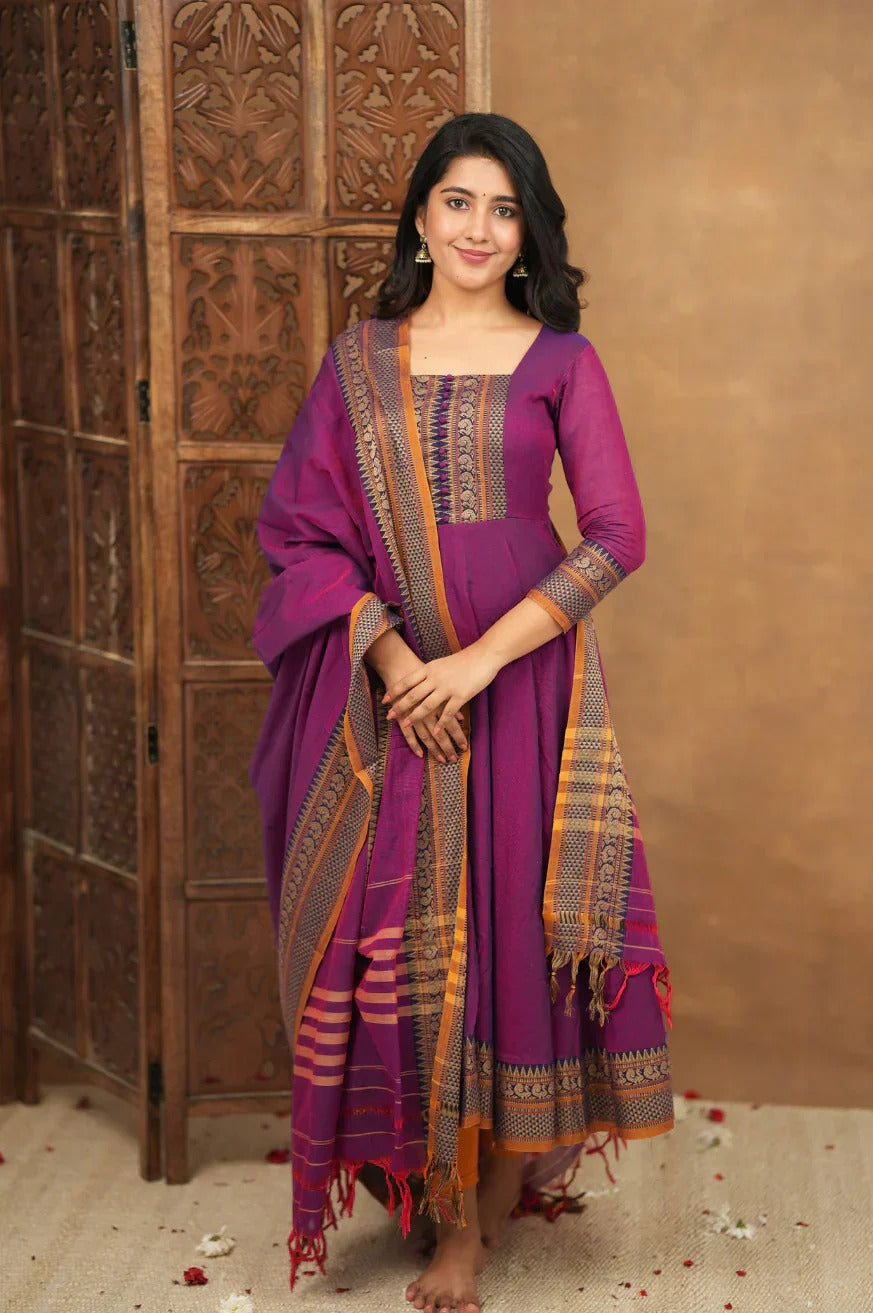 Mehana collection Pure cotton temple Anarkali