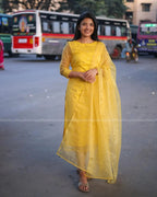 Yellow Organza Kurta Set Regular price