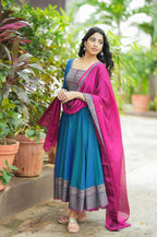 Pure Cotton Anarkali With Dupatta