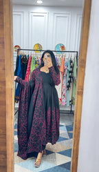 Floral Fantasy Anarkali Black