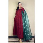 Maroon Embroidered Frock 3PC-2PC Regular price