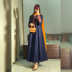 Navy Blue Embroidered frock 3PC