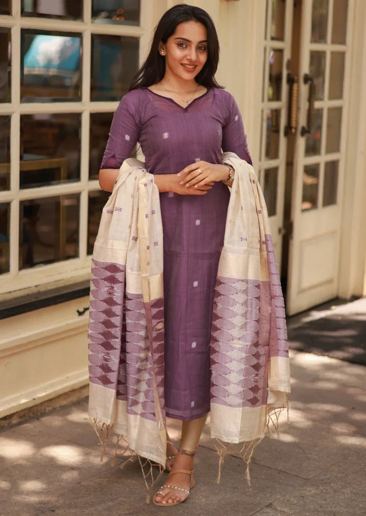 Aubergine Aura Top & Dupatta set