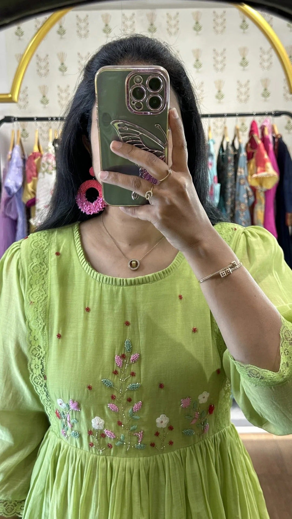 Light Green Mul Chanderi Embroidered Suit Set