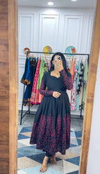 Floral Fantasy Anarkali Black