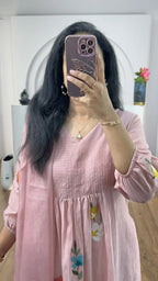 Salmon Pink MulChanderi Handworked Suit Set