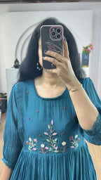 Cobalt Blue Mulchanderi Handworked Frock