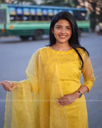 Yellow Organza Kurta Set Regular price
