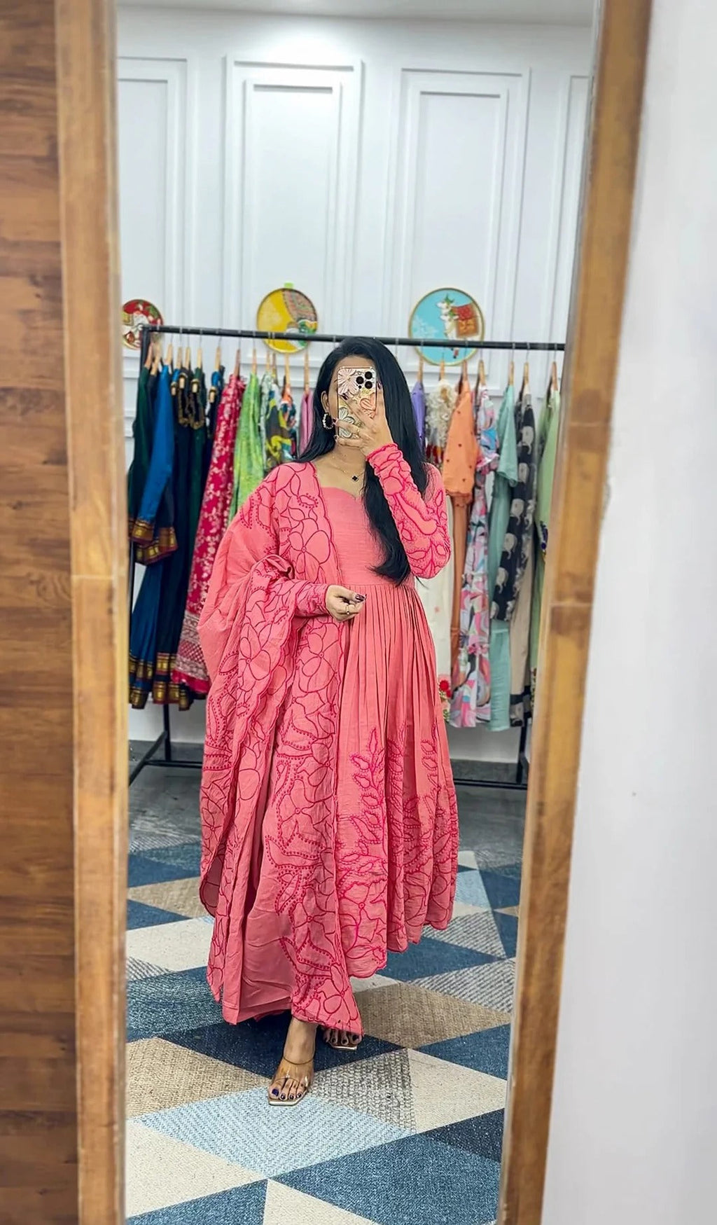 Floral Fantasy Anarkali Pink