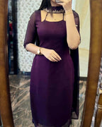 Petal Grace Cotton SuitaDARK PURPLE GEORGETTE STRAIGHT CUT KURTI WITH LINING AND DUPPATTA SET