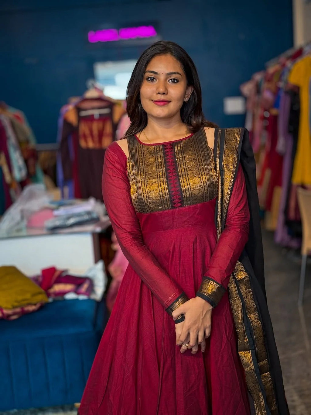 Red Signature Kanchi Cotton Anarkali & Dupatta