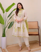 Lime Glow Aline Handwork Pakistani Suit