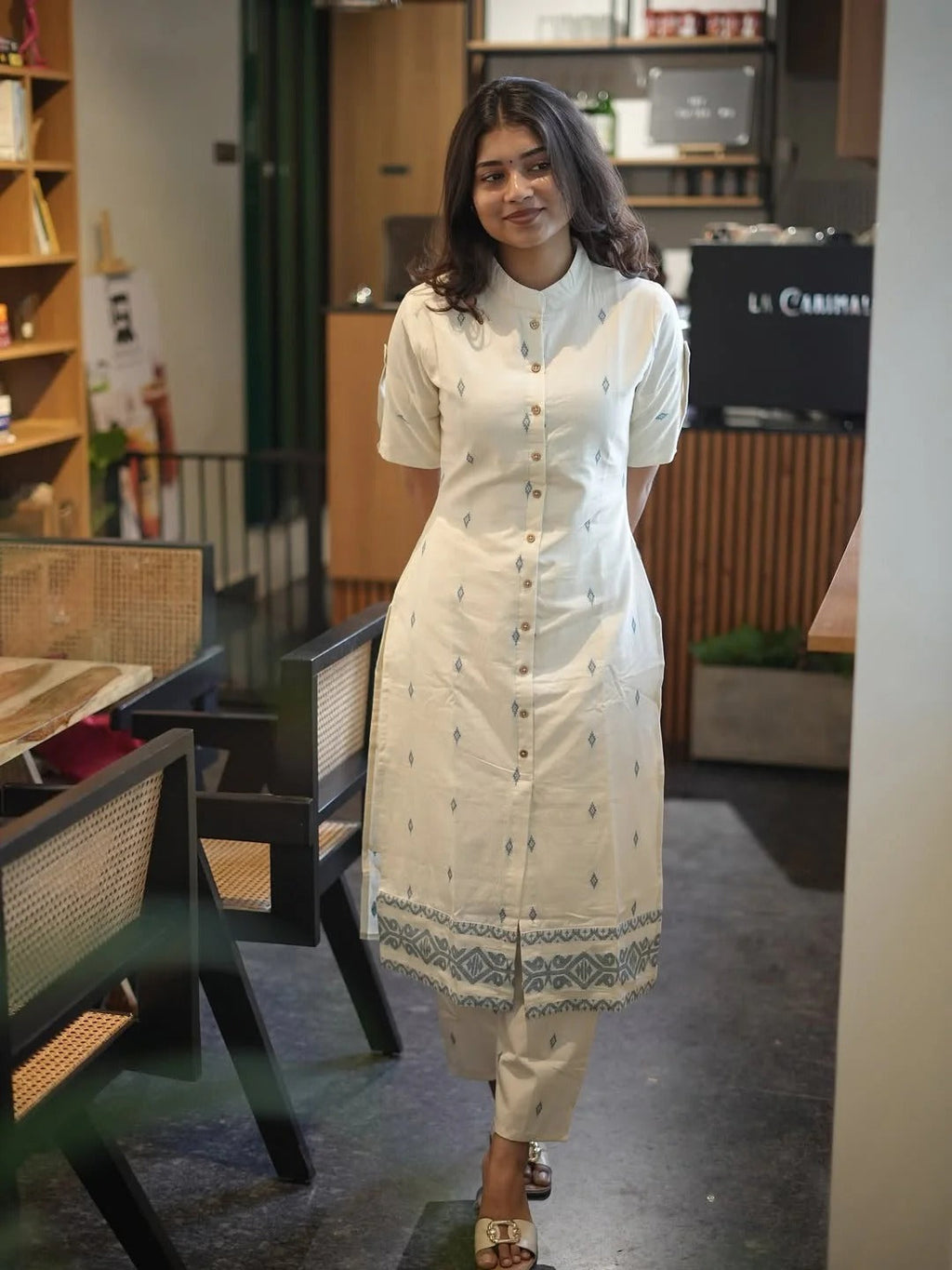 Classy Pure Cotton Coord With Diamond Butta Detailing