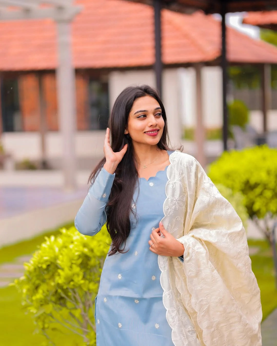 Ice Blue Tissue Suit Set