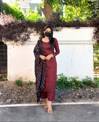 Wine Kurta Set