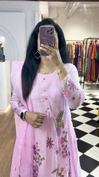 Baby Pink Mul Chanderi Embroidered Suit Set