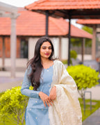 Ice Blue Tissue Suit Set