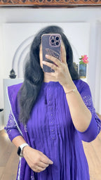 Baby Purple Mul Chanderi Embroidered Suit Set