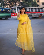 Yellow Organza Kurta Set Regular price