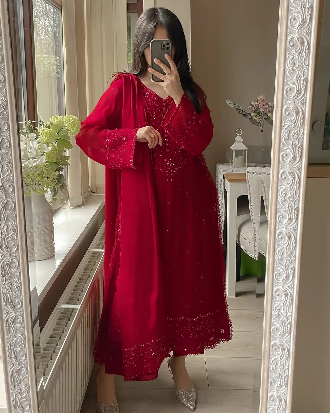 Pure Chiffon Embroidered Suit