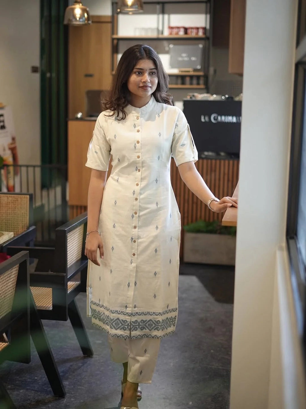 Classy Pure Cotton Coord With Diamond Butta Detailing