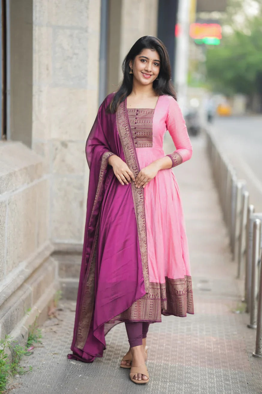 Menaka Series collection Pure cotton temple Anarkali