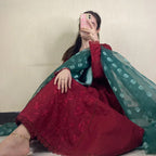 Maroon Embroidered Frock 3PC-2PC Regular price