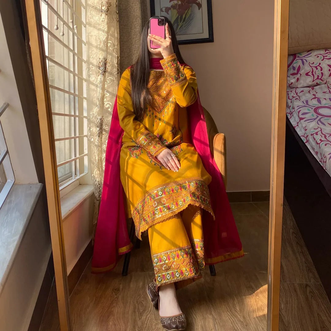 Marry Gold Embroidered 3PC