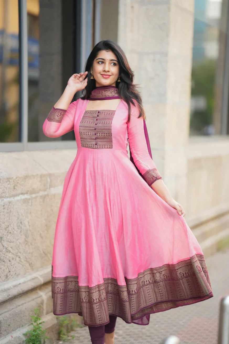 Pure cotton temple Anarkali