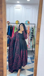 Floral Fantasy Anarkali Black