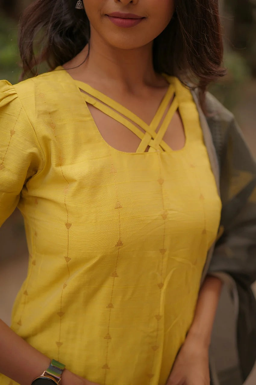 Sunray Grace Kurti Set €“ Mustard Cotton Charm