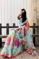 Multi Color One Piece Printed Ruffle Saree SY 5151