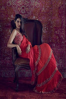 Red Color Attractive One Piece Heavy Work Ruffle Saree SY 5145