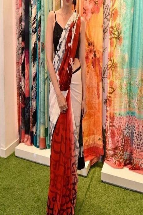 Two Tone Digital Printed Heavy Work Saree SY 5126