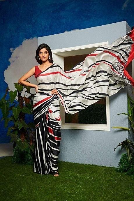 Multi Color Two Tone Digital Printed Hand Cotton Saree SY 5131